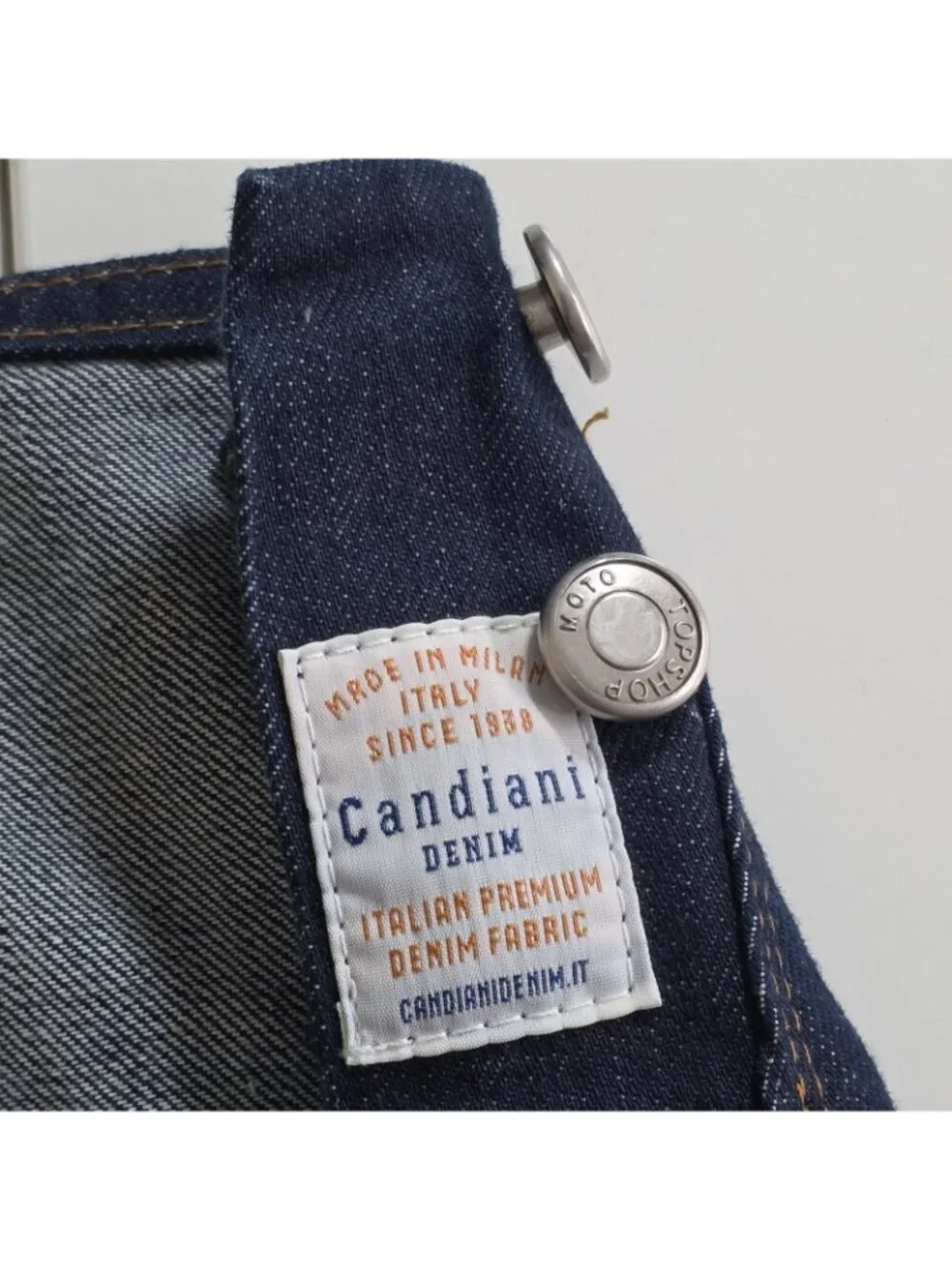 Topshop Moto Selvedge Denim Overalls Womens US 8 Navy Rigid Italy Preppy Grunge - Picture 4 of 16